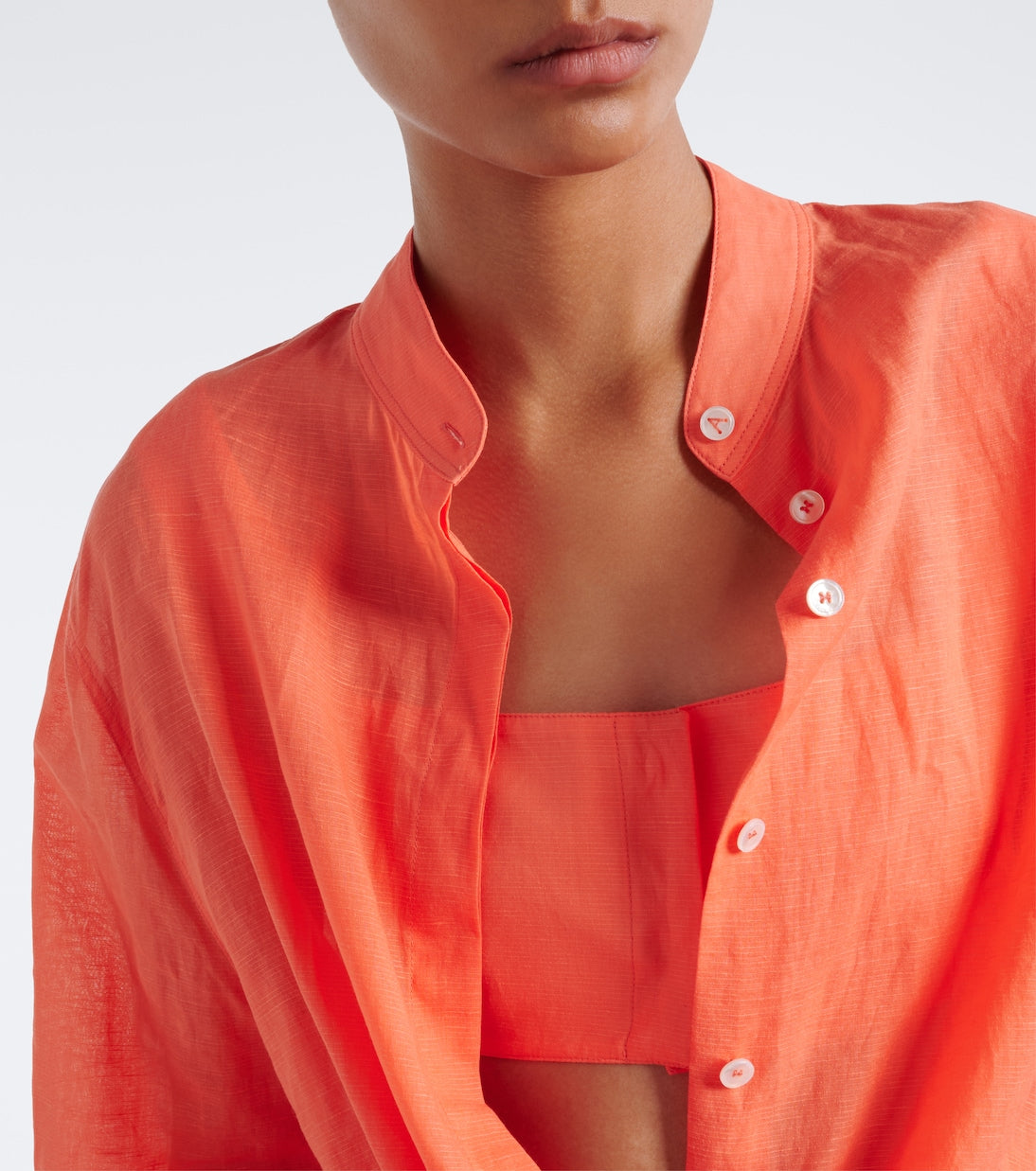 Alaïa - Layered cotton and linen shirt