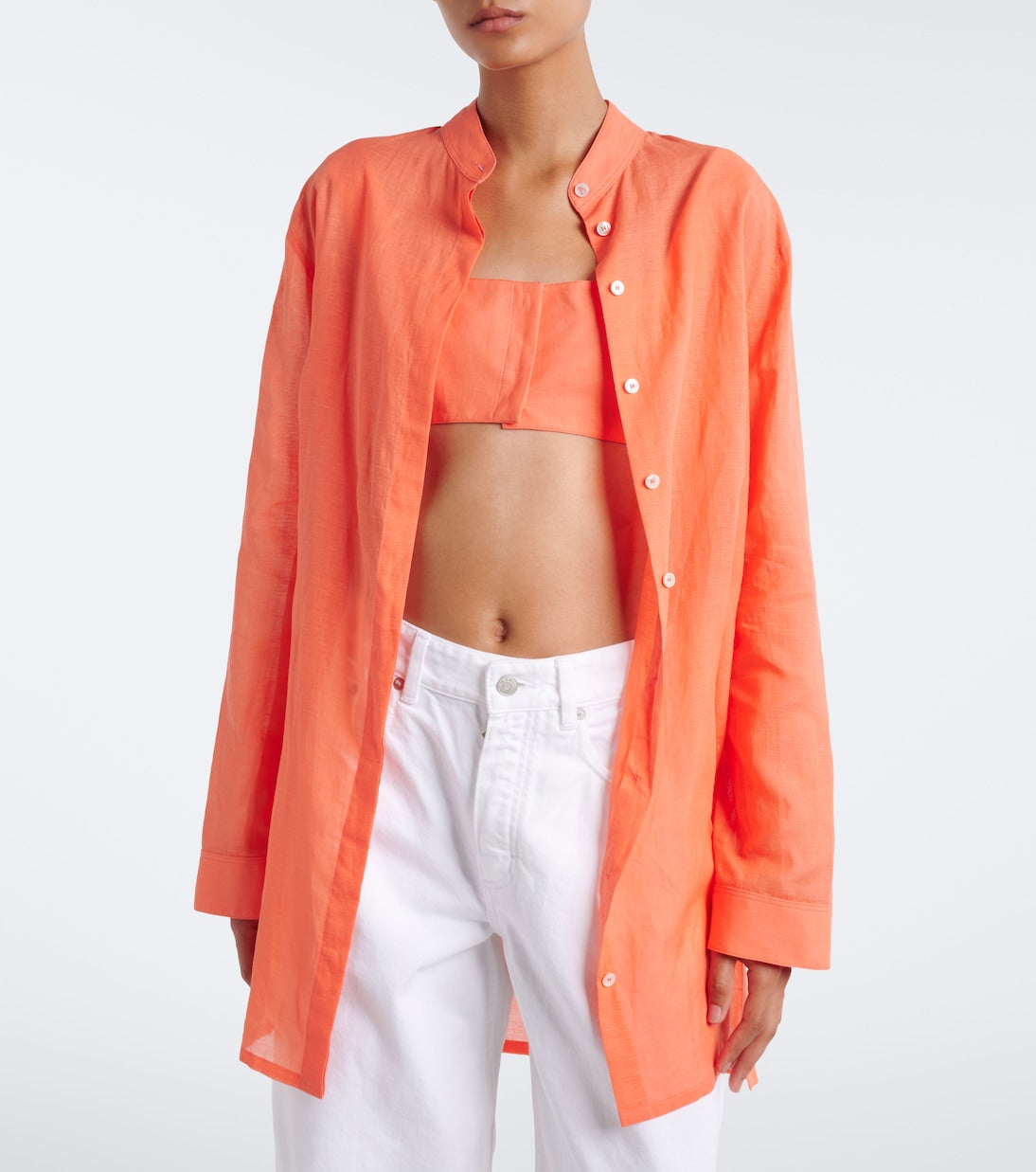 Alaïa - Layered cotton and linen shirt