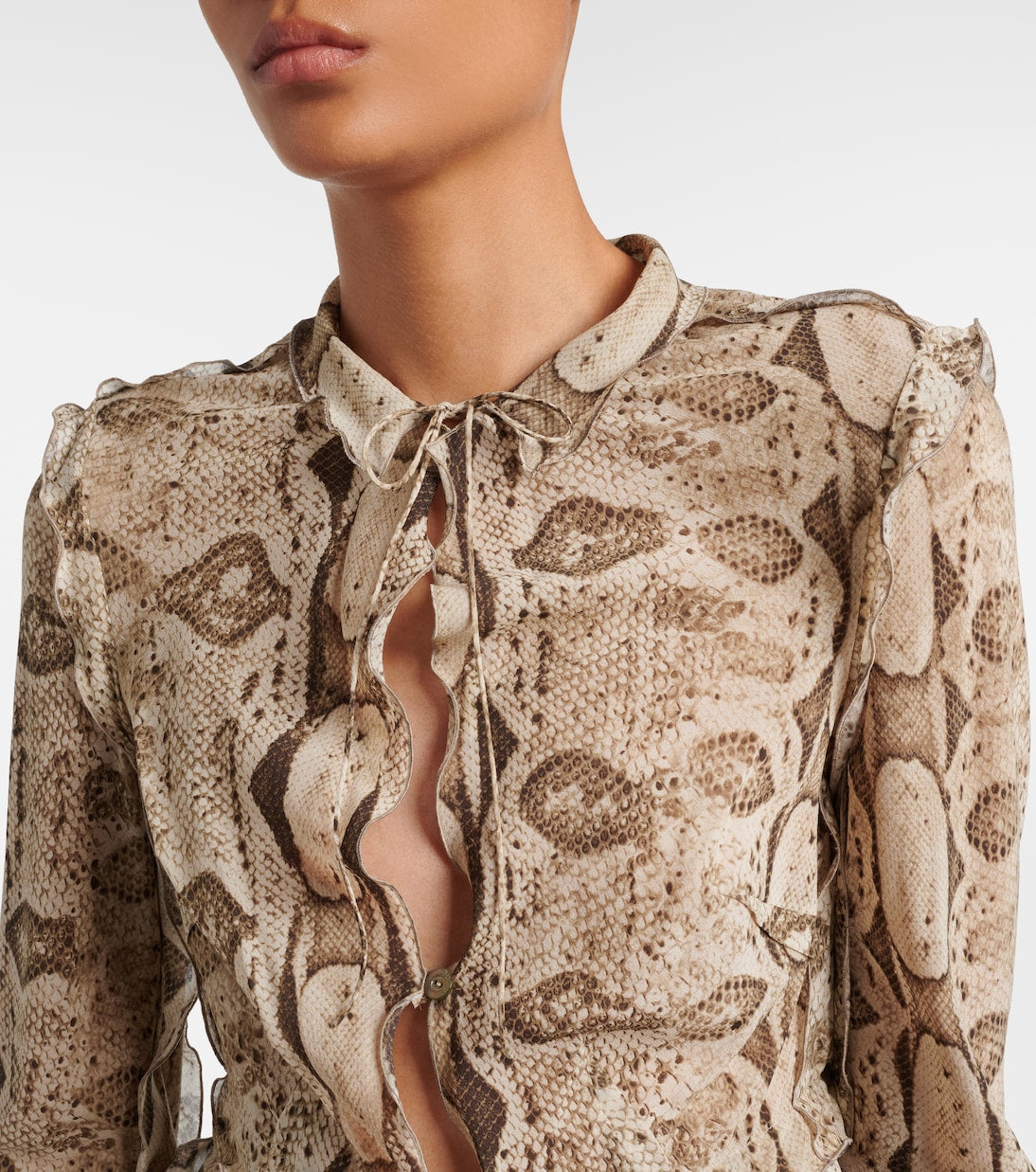 Gucci - Snake-print silk blouse