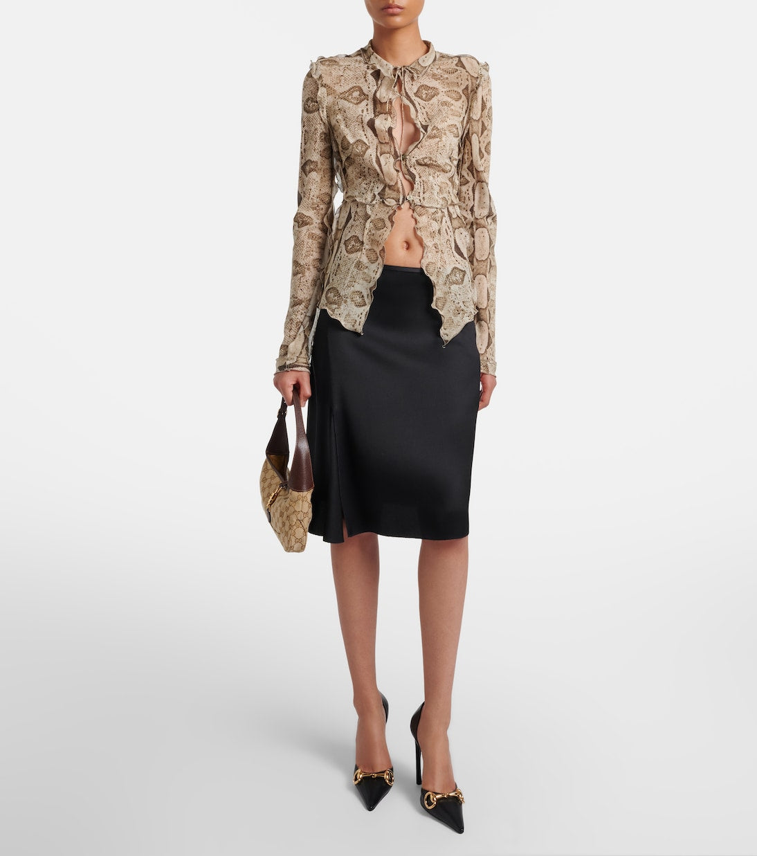 Gucci - Snake-print silk blouse