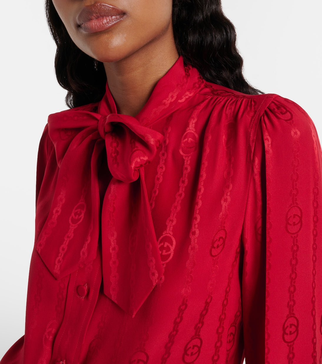 Gucci - Interlocking G silk jacquard blouse