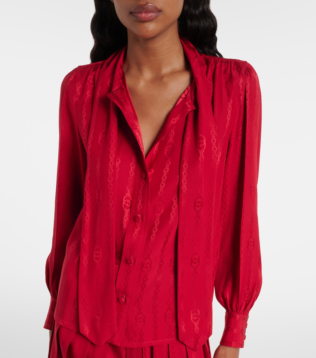 Gucci - Interlocking G silk jacquard blouse