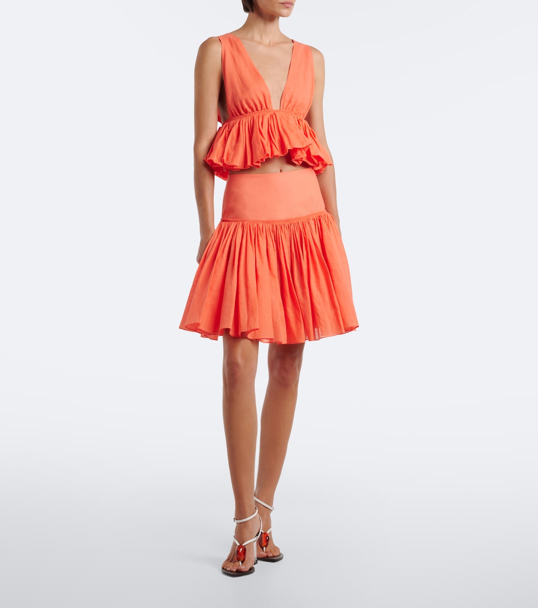 Alaïa - Gathered cotton and linen miniskirt