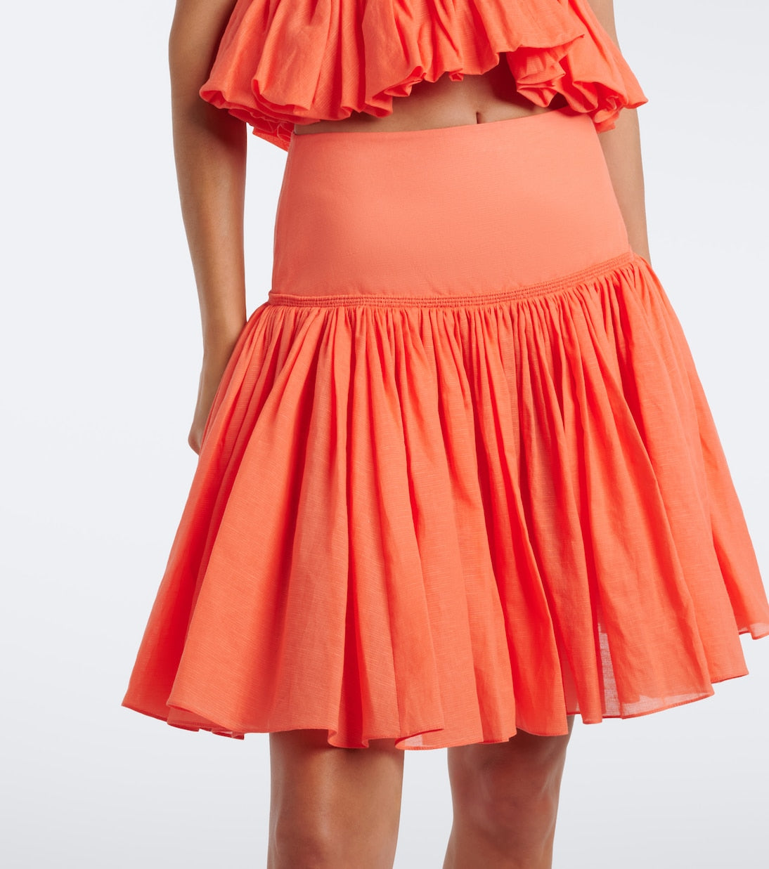Alaïa - Gathered cotton and linen miniskirt