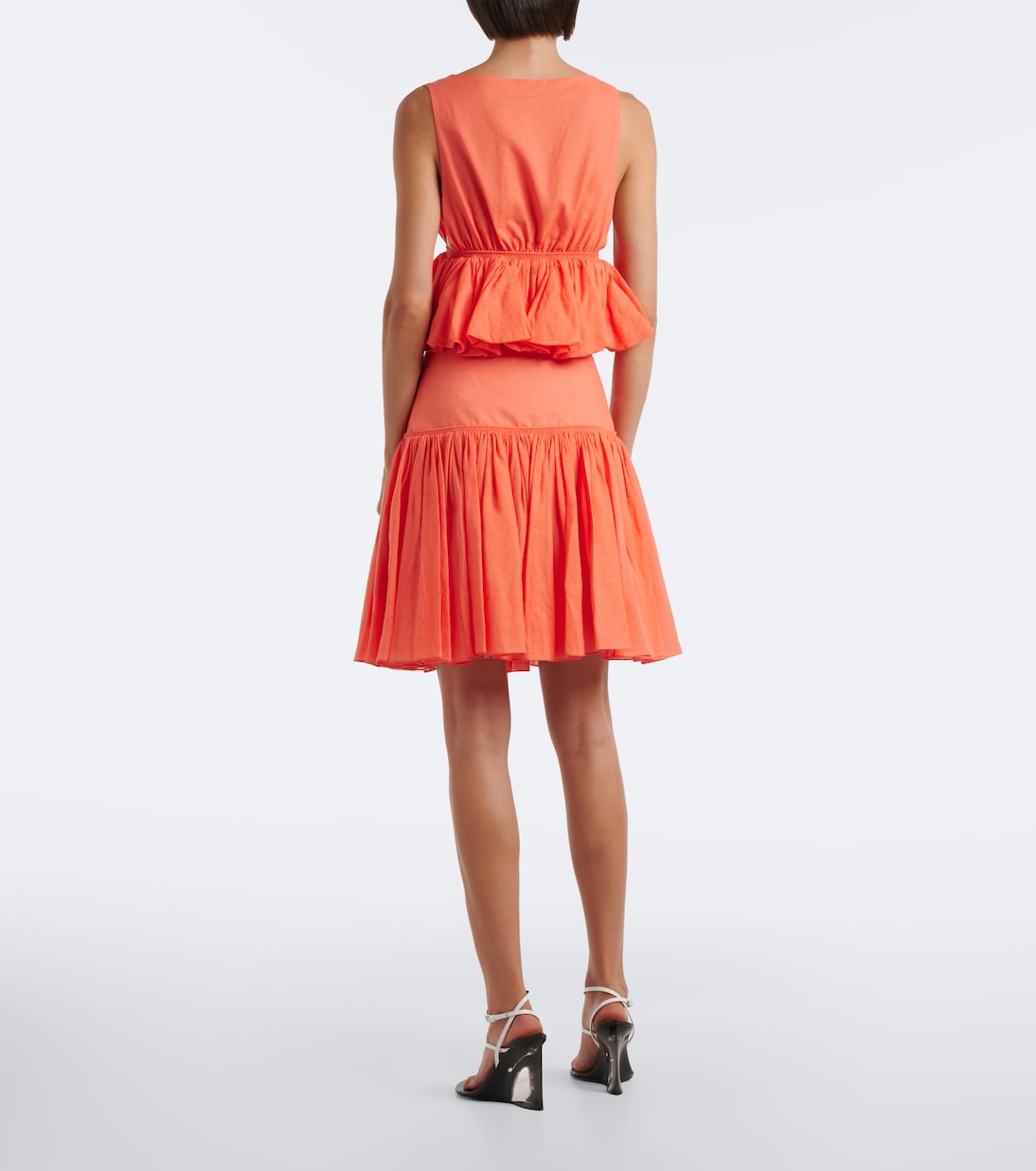 Alaïa - Gathered cotton and linen miniskirt