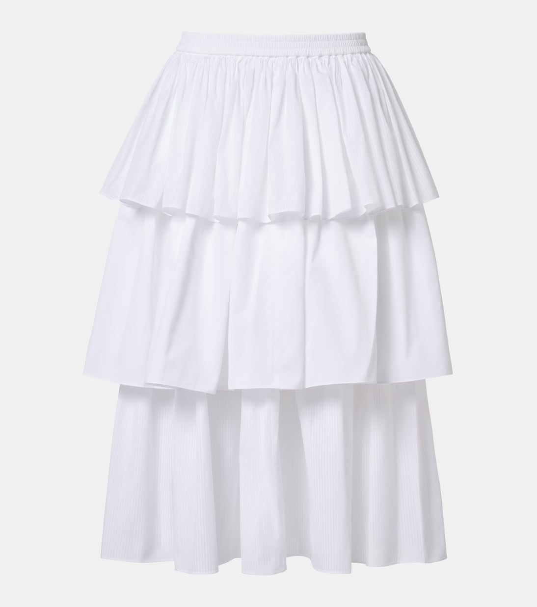 Alaïa - Ruffled tiered cotton midi skirt