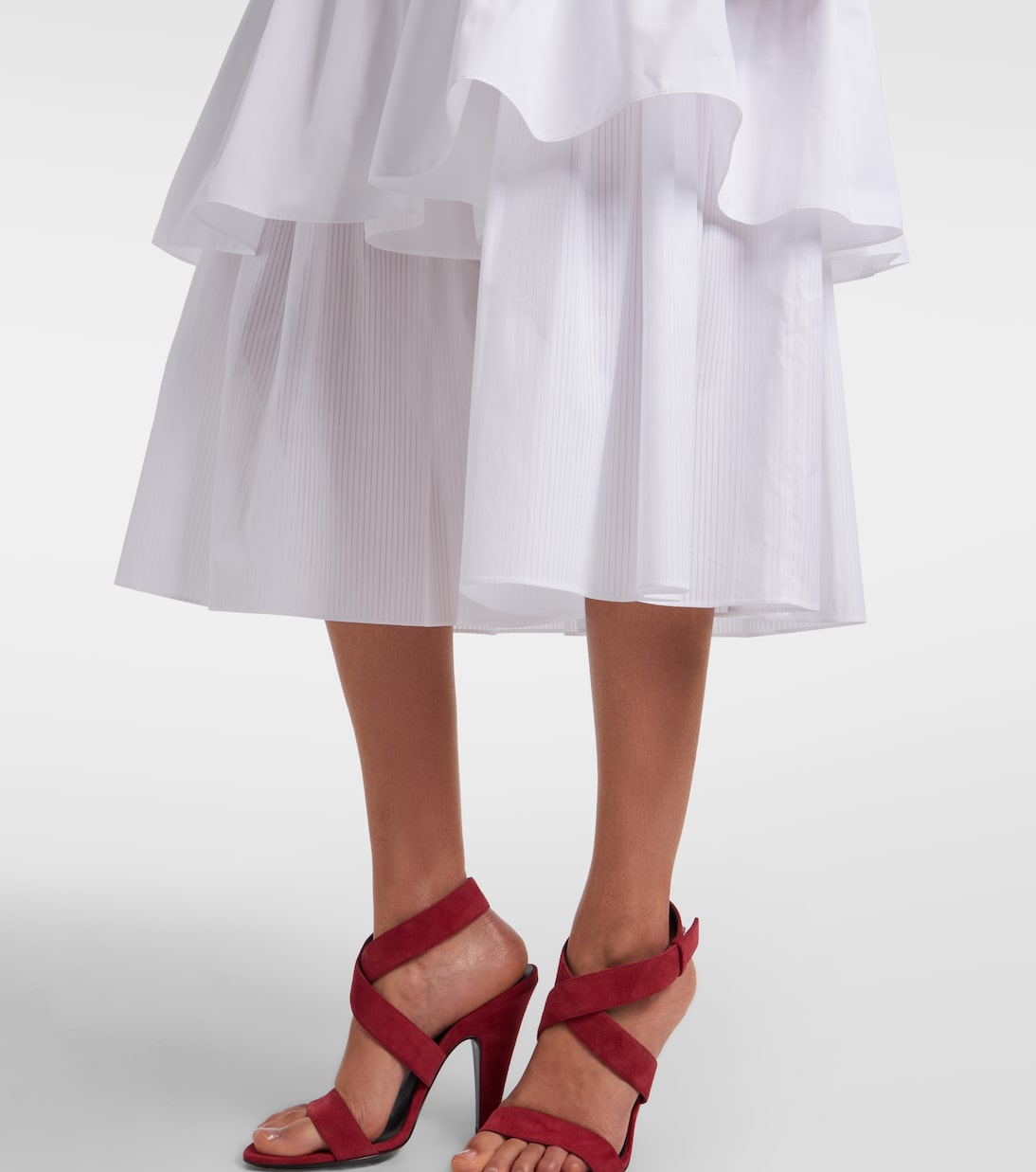 Alaïa - Ruffled tiered cotton midi skirt