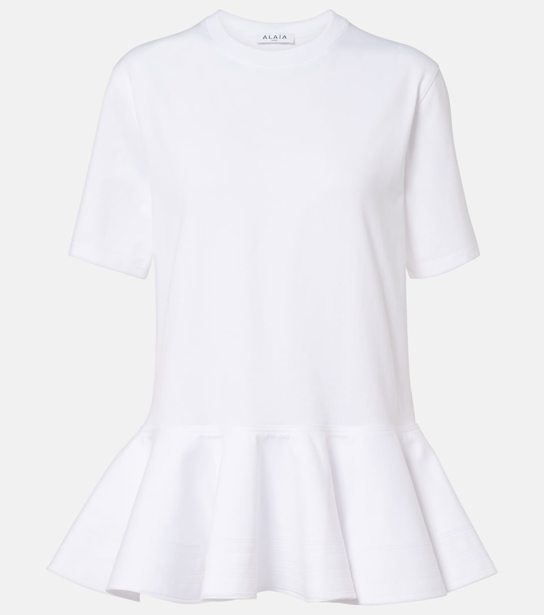 Alaïa - Peplum cotton jersey T-shirt
