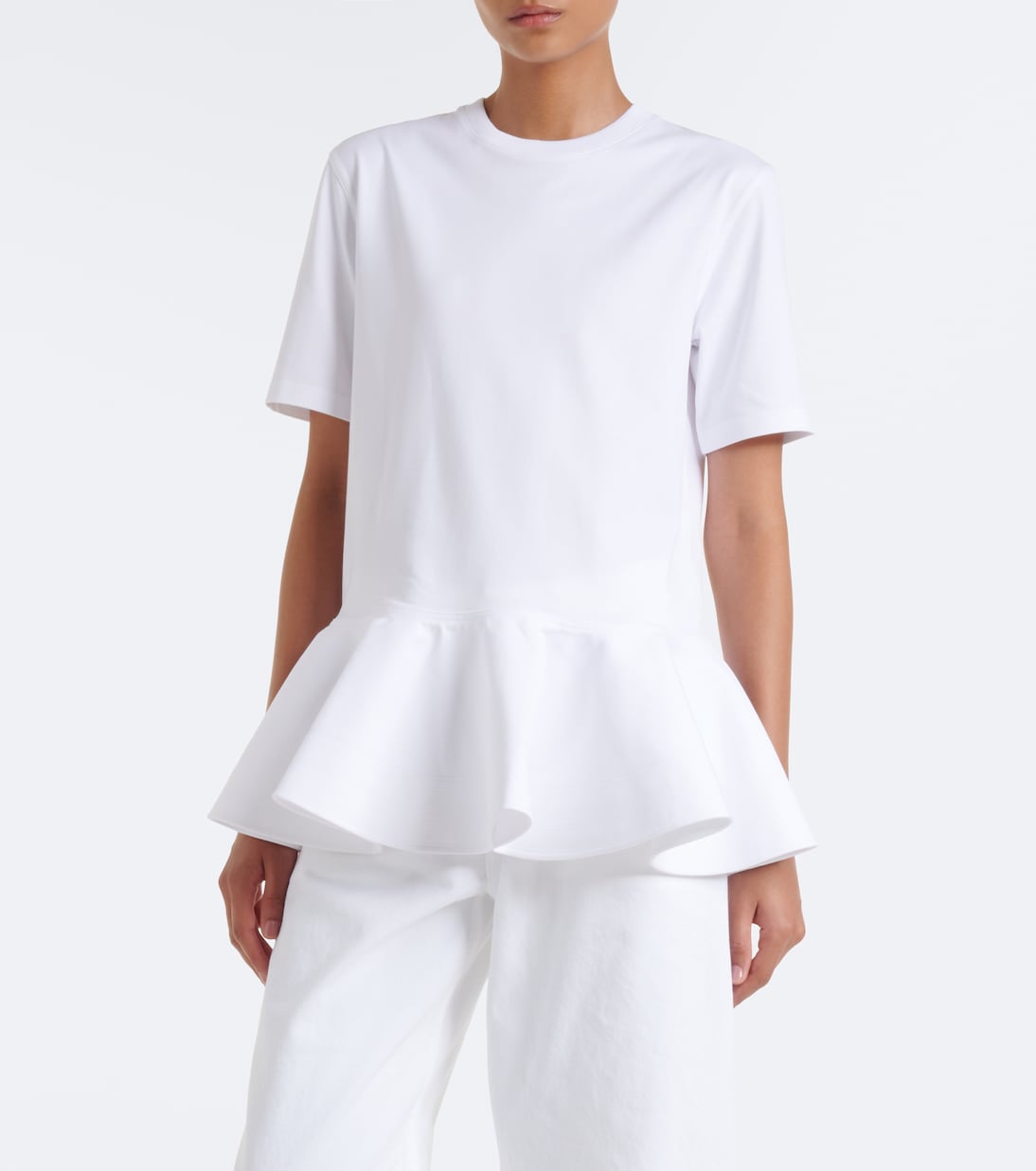 Alaïa - Peplum cotton jersey T-shirt