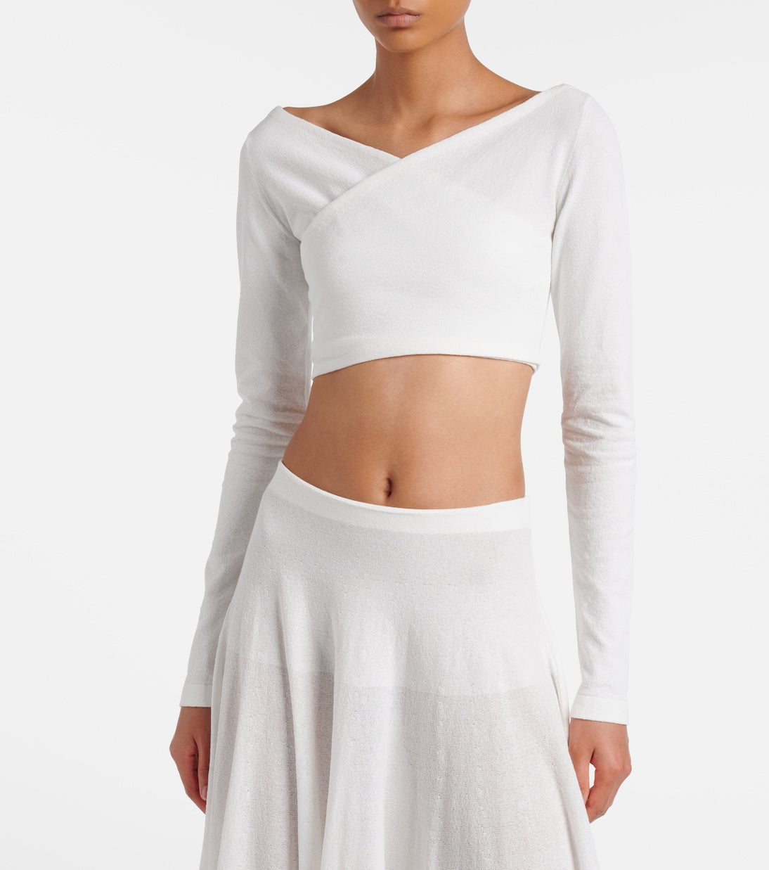 Alaïa - Cotton-blend crêpe wrap top