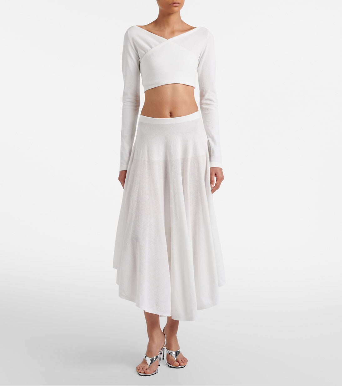 Alaïa - Cotton-blend crêpe wrap top