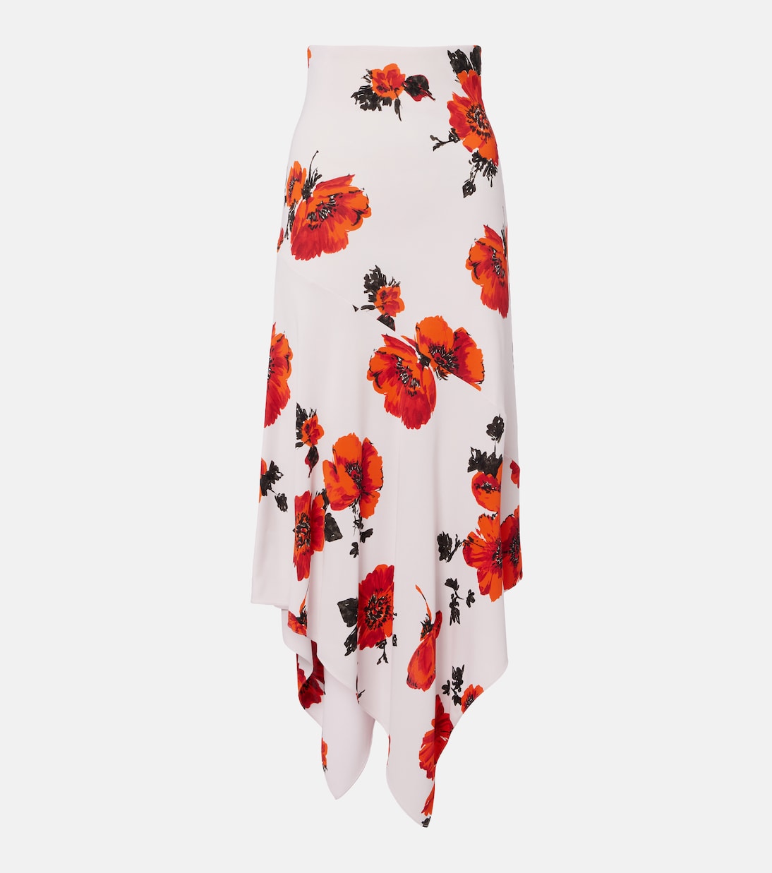 Alaïa - Floral asymmetric jersey midi skirt