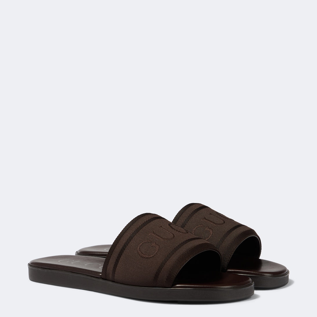 Gucci - Logo canvas and leather slides