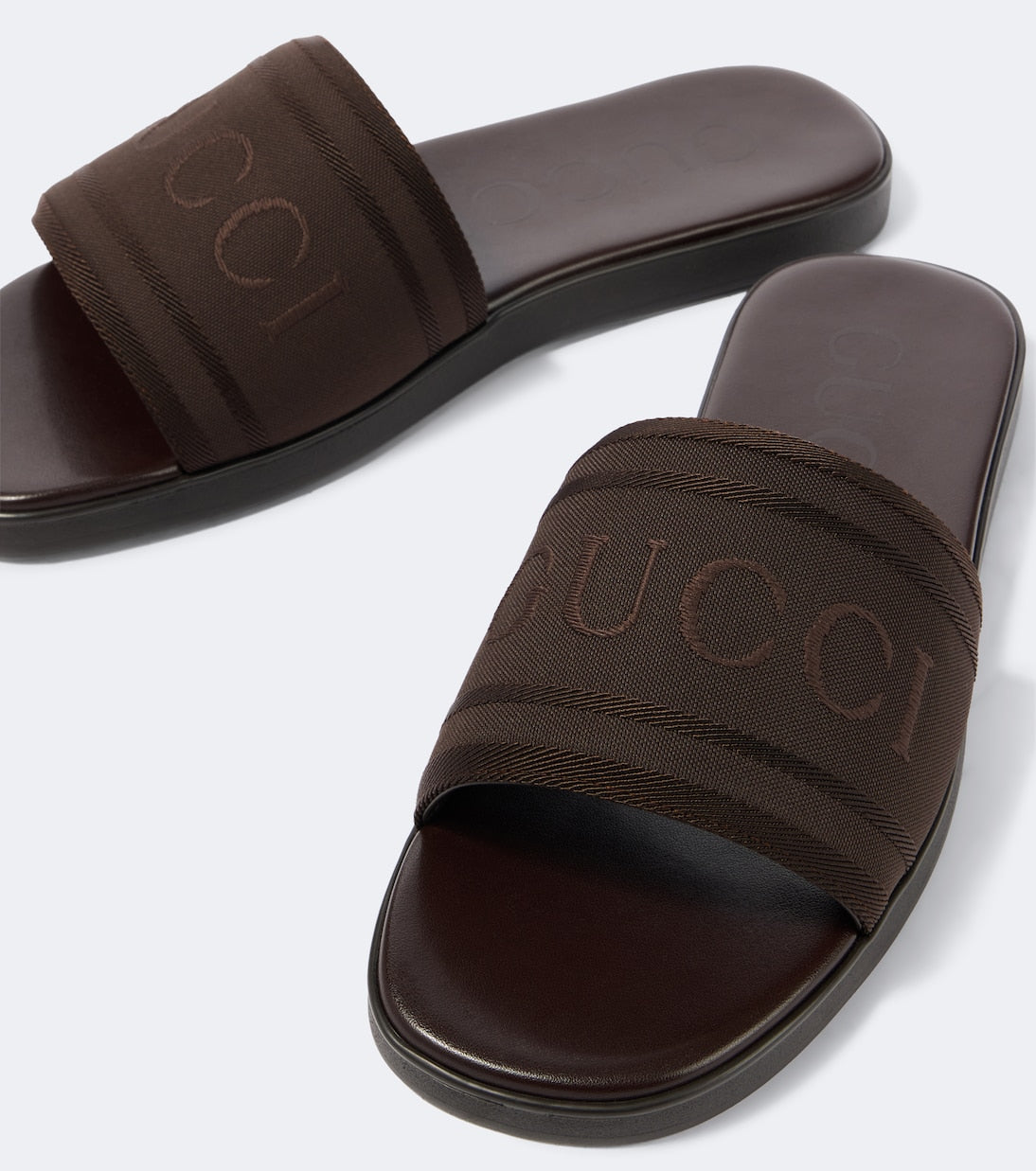 Gucci - Logo canvas and leather slides