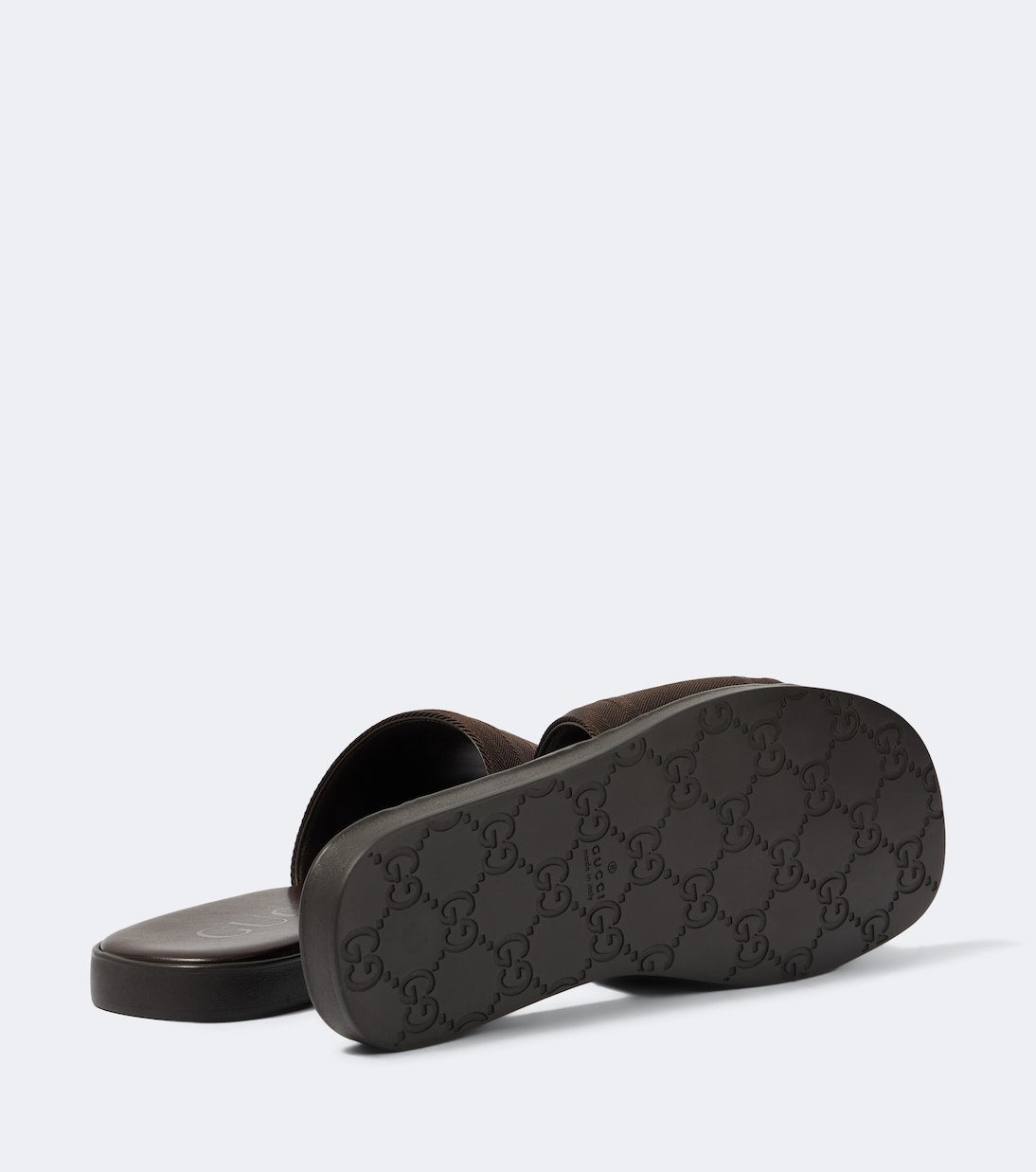 Gucci - Logo canvas and leather slides
