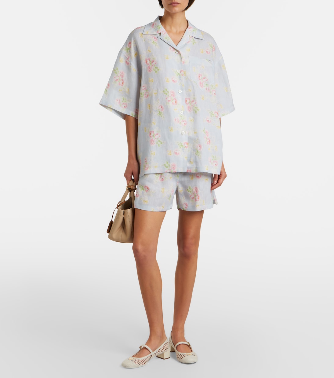 Prada - Floral linen shorts
