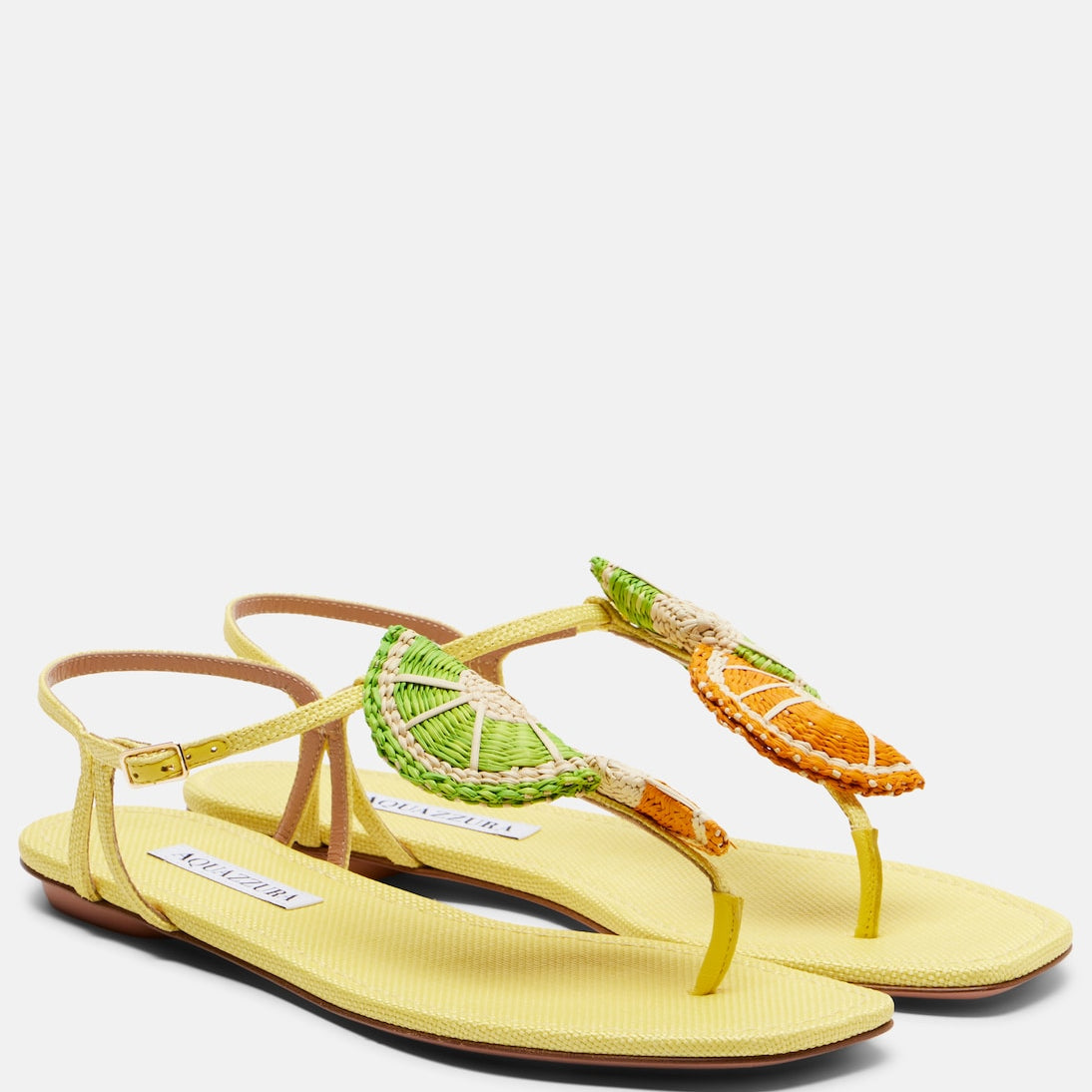 Aquazzura - Citrus Sugar raffia slingback sandals