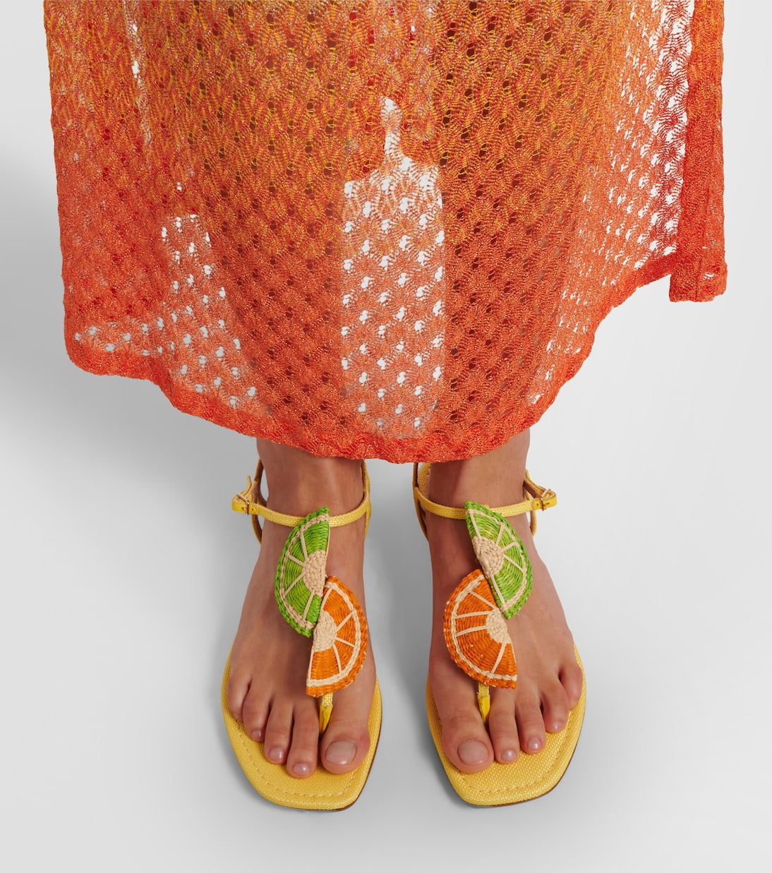 Aquazzura - Citrus Sugar raffia slingback sandals