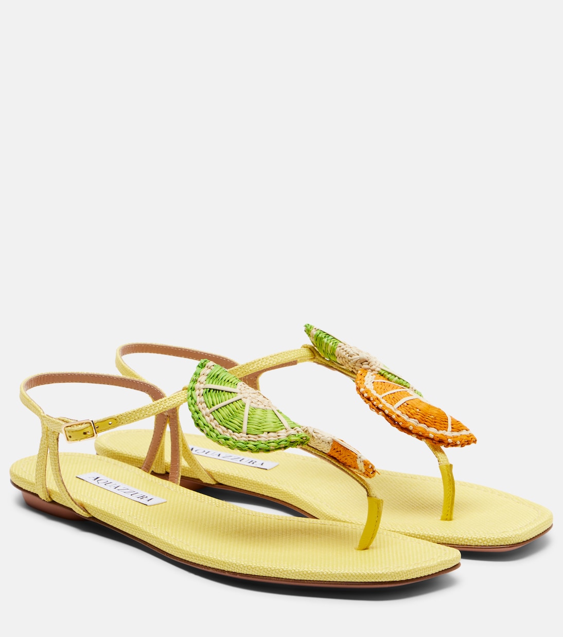 Aquazzura - Citrus Sugar raffia slingback sandals