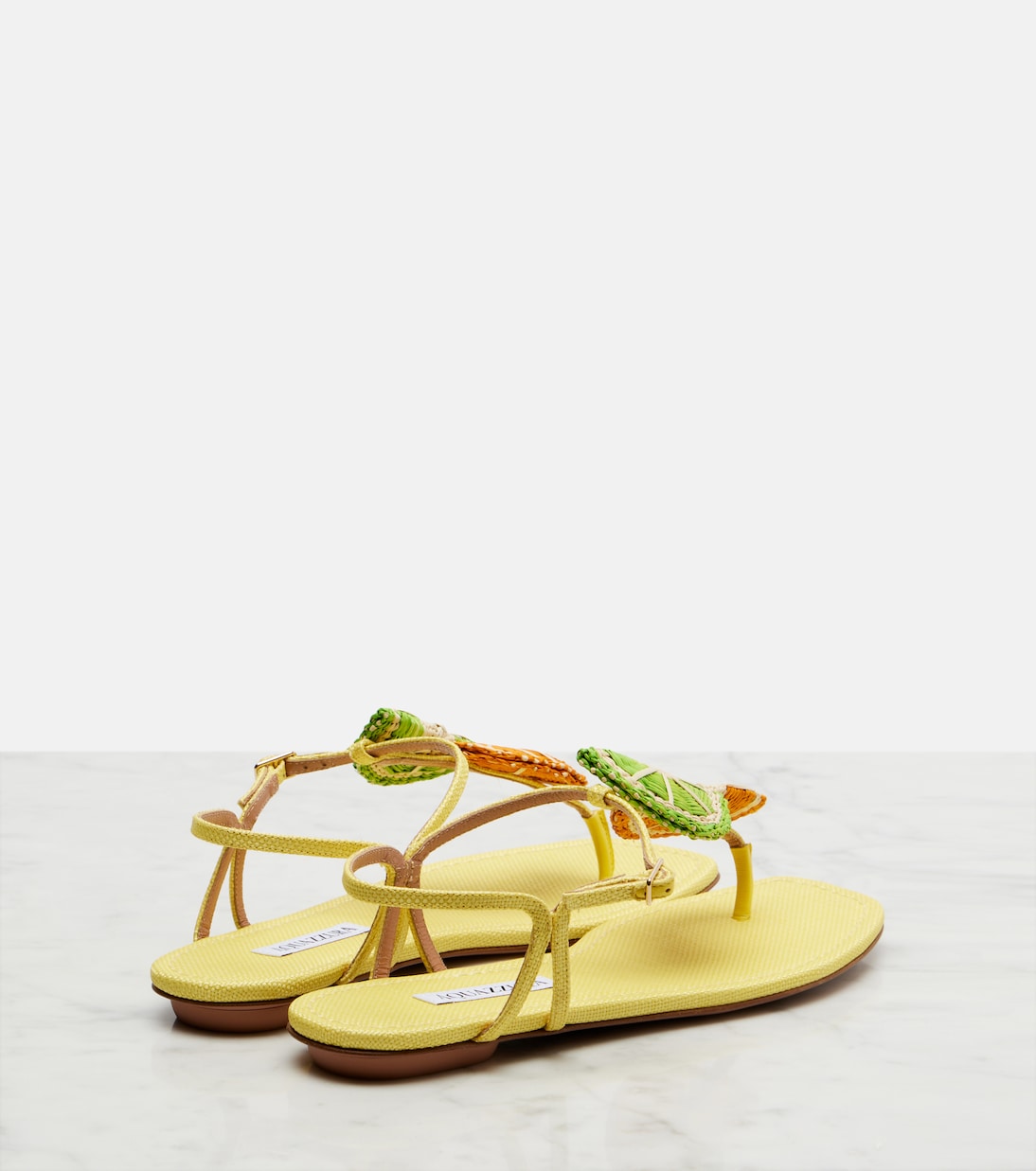 Aquazzura - Citrus Sugar raffia slingback sandals