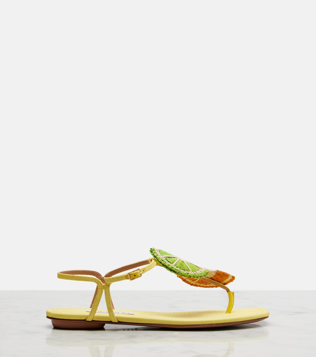 Aquazzura - Citrus Sugar raffia slingback sandals