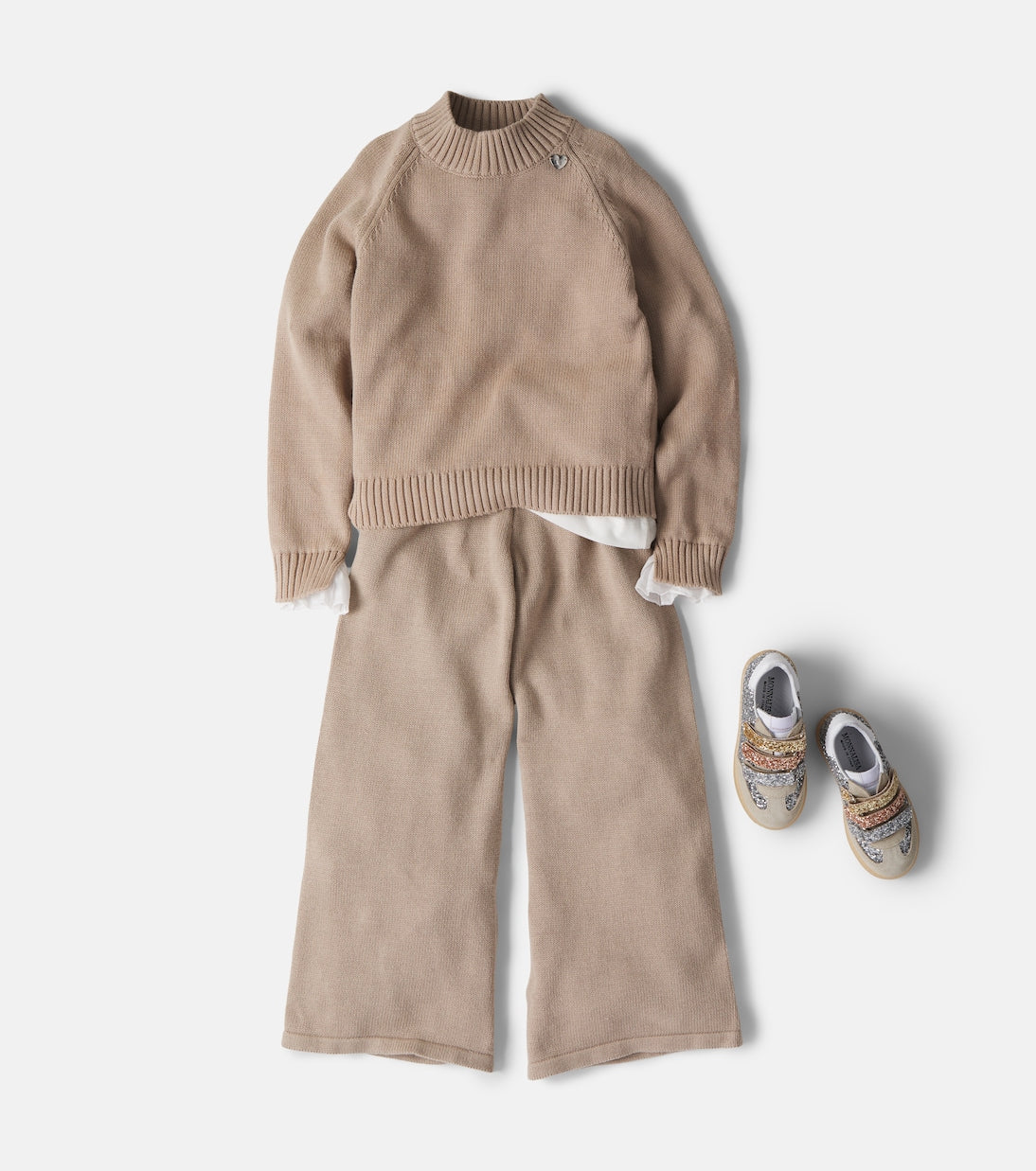 Monnalisa - Cotton and wool wide-leg pants