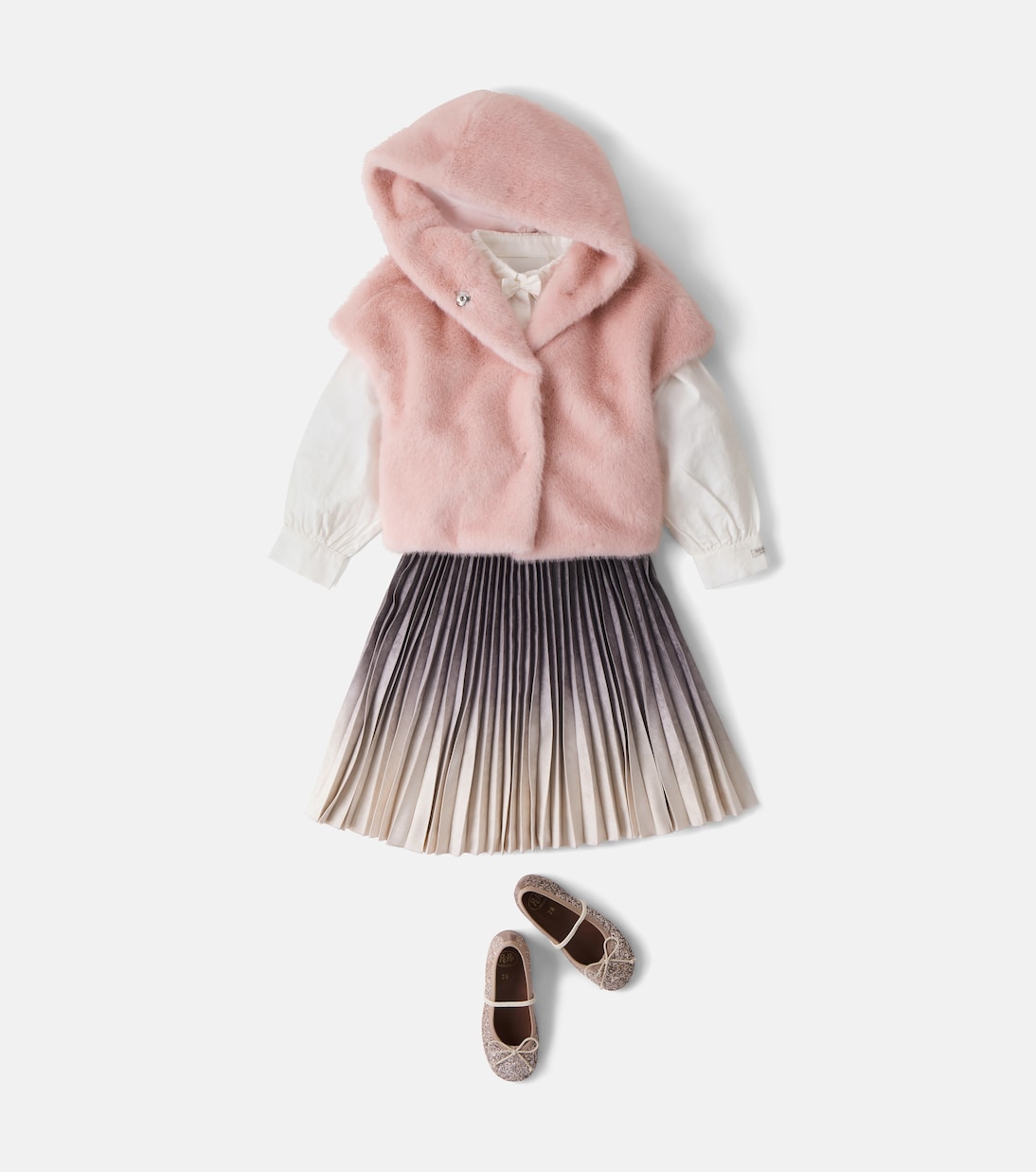 Monnalisa - Ombré plissé skirt