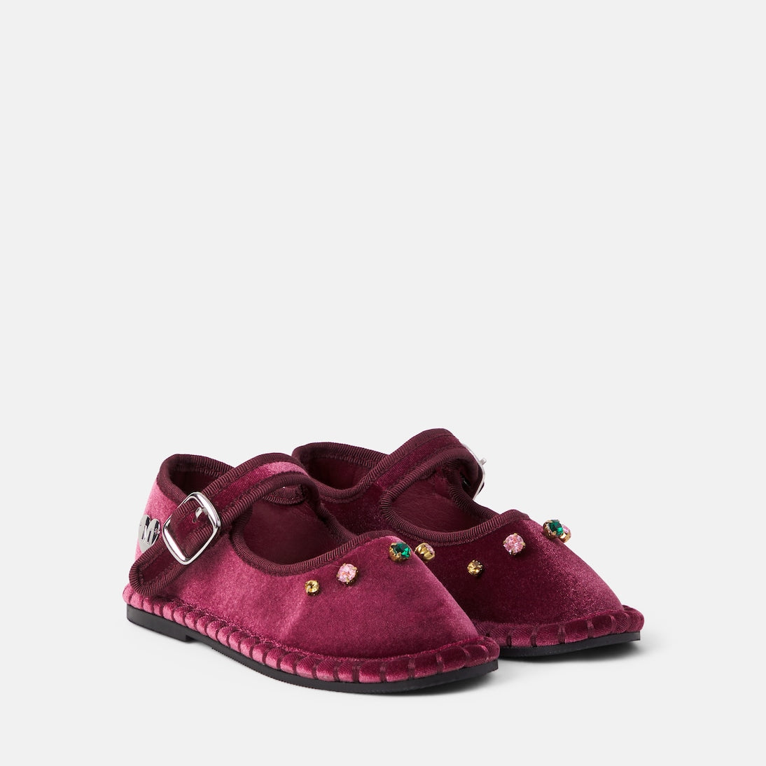 Monnalisa - Embellished velvet ballet flats