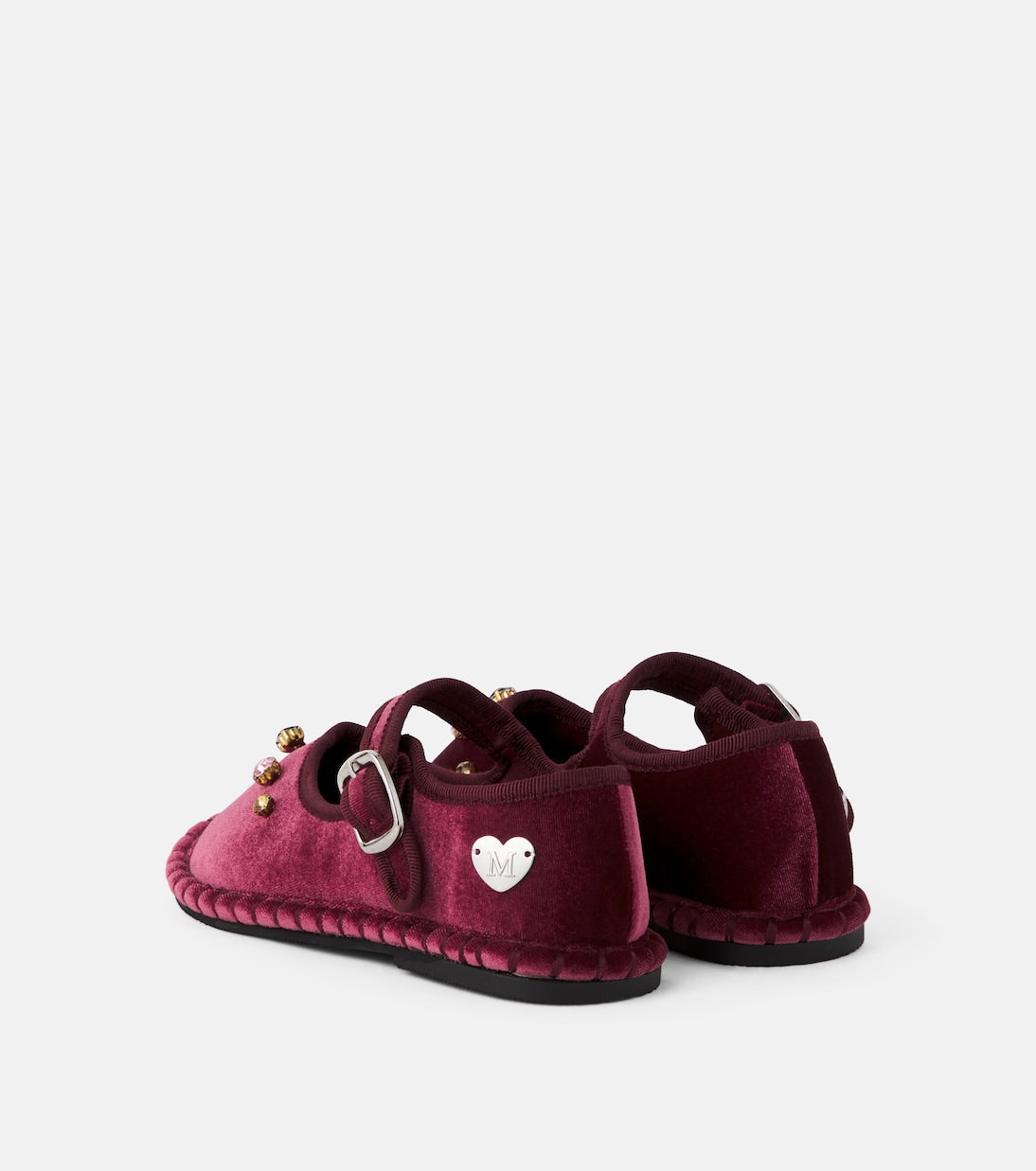 Monnalisa - Embellished velvet ballet flats