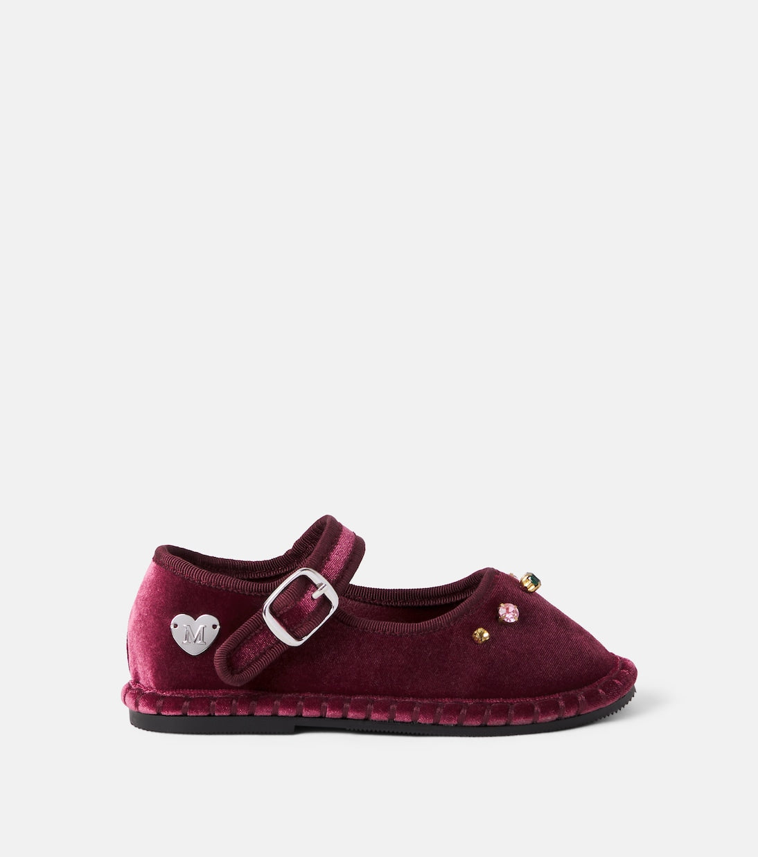 Monnalisa - Embellished velvet ballet flats