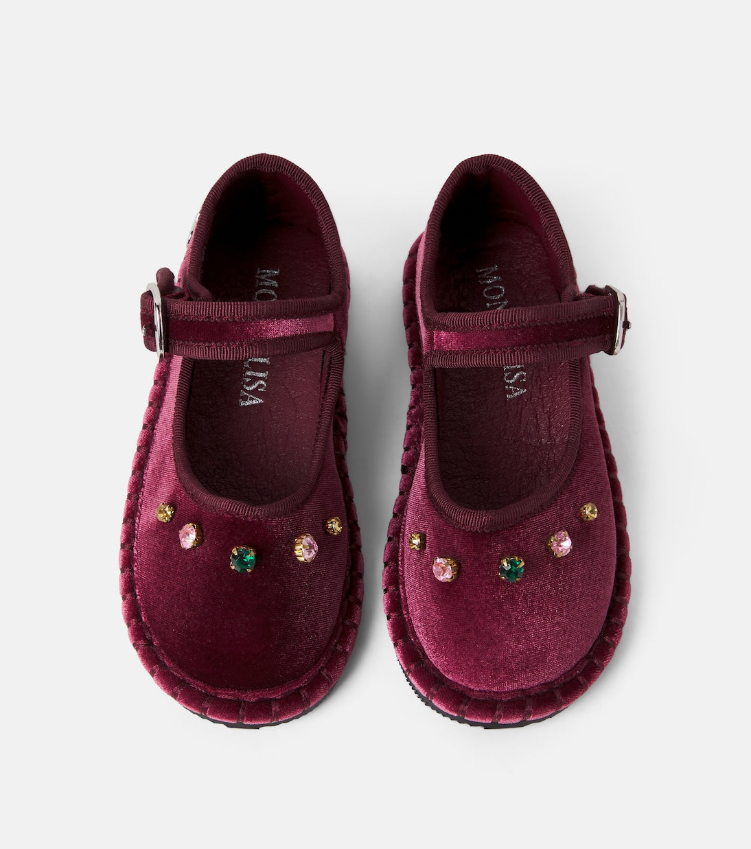 Monnalisa - Embellished velvet ballet flats