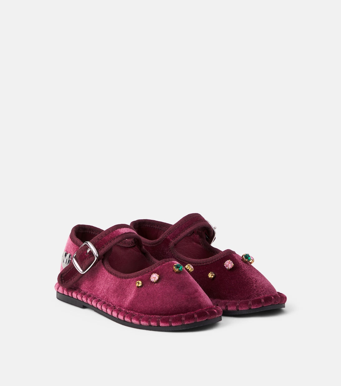Monnalisa - Embellished velvet ballet flats
