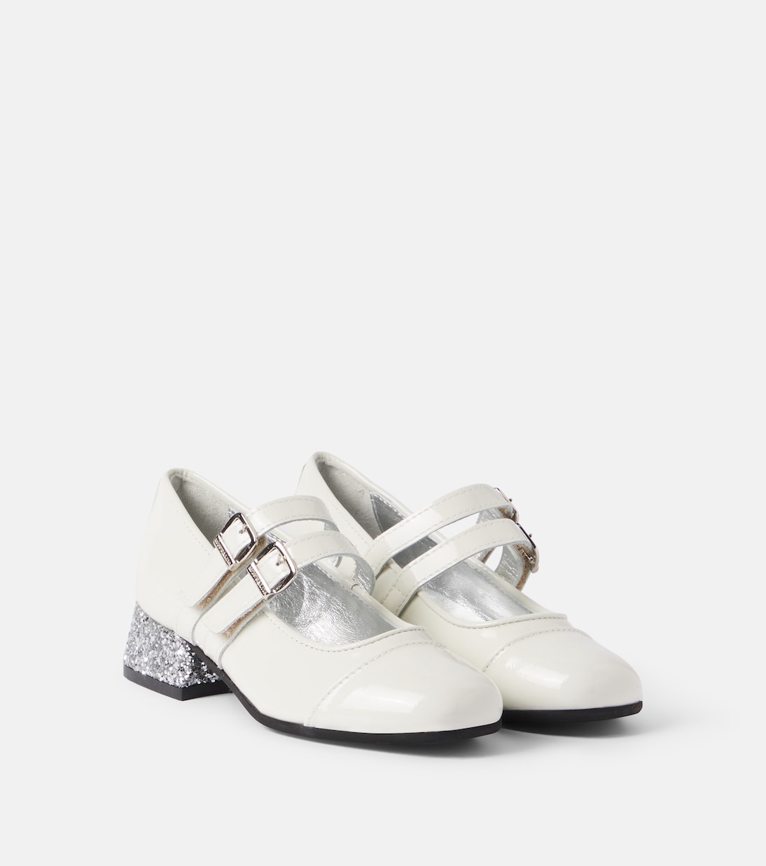 Monnalisa - Glitter patent leather Mary Jane flats