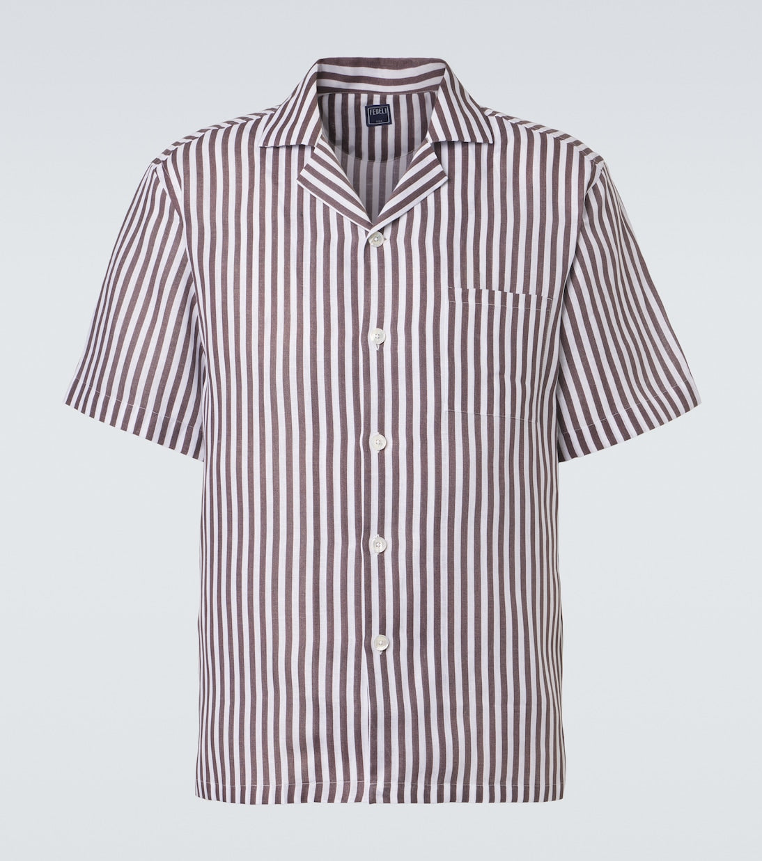 Fedeli - Striped linen bowling shirt