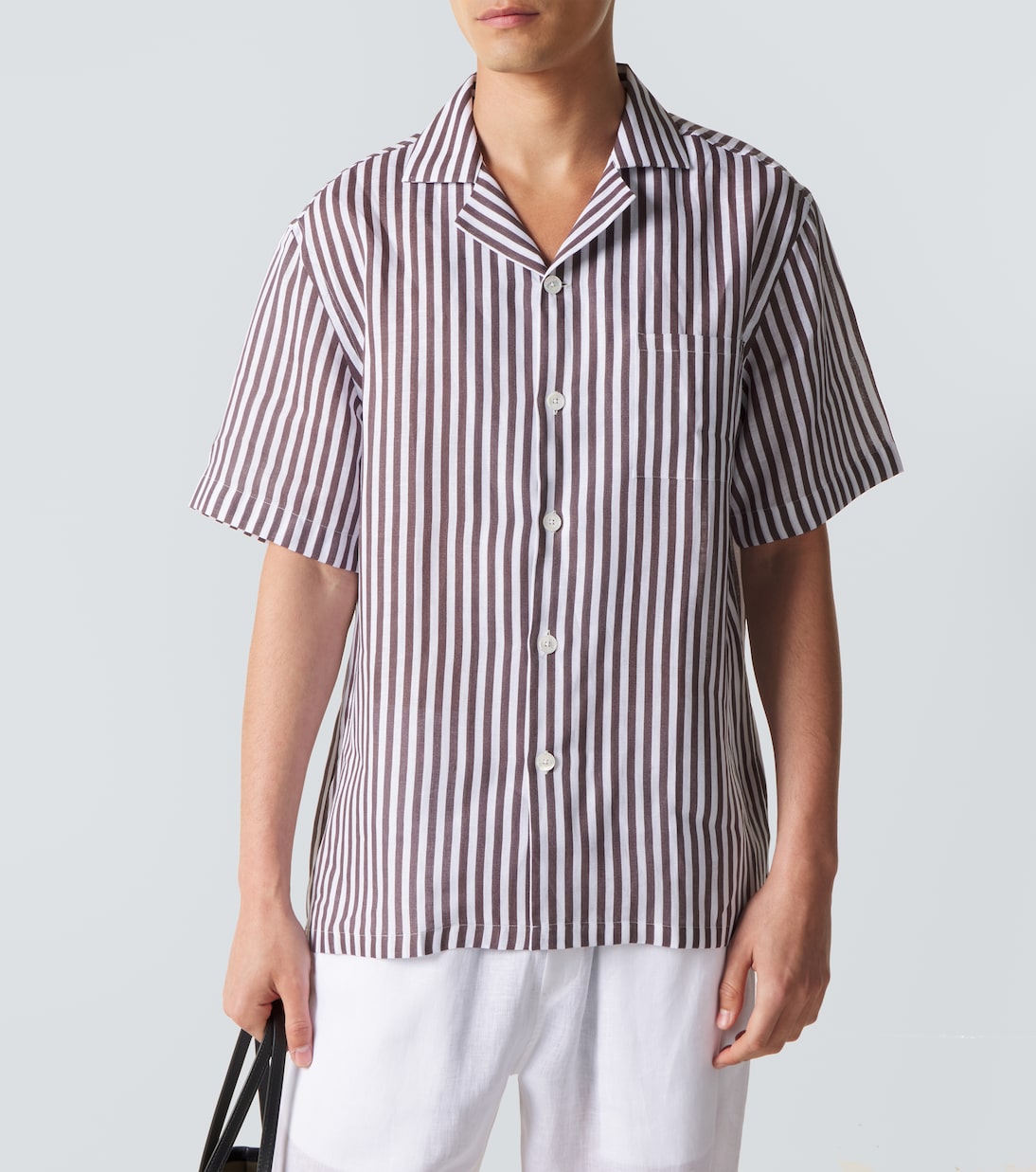 Fedeli - Striped linen bowling shirt