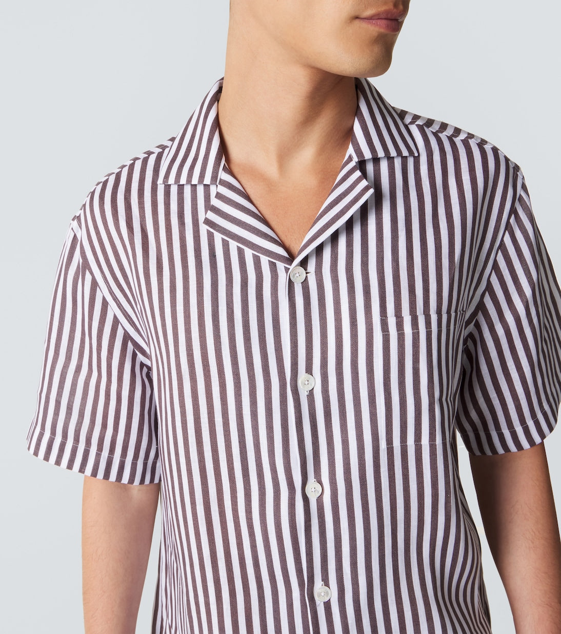 Fedeli - Striped linen bowling shirt