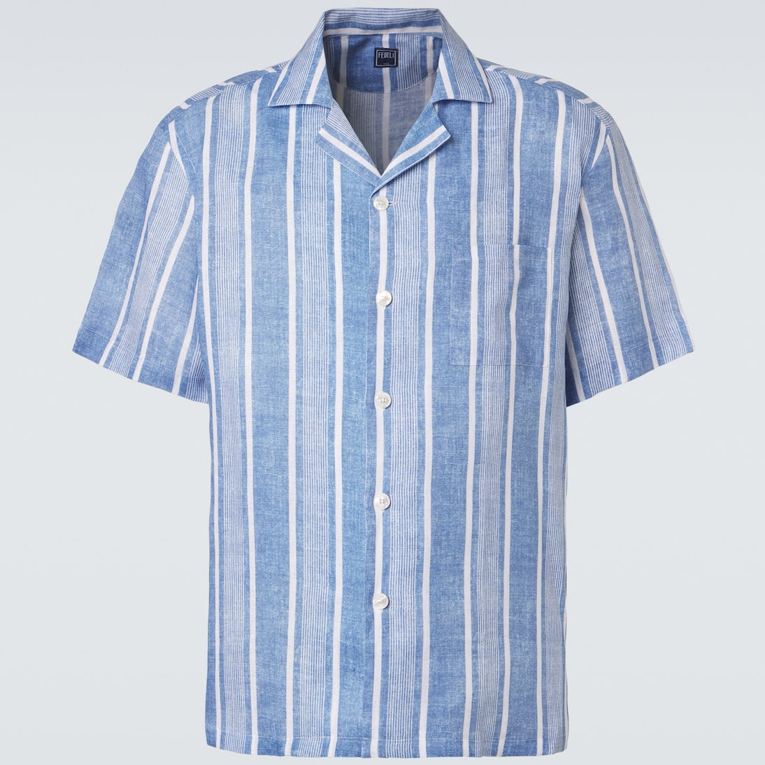 Fedeli - Striped linen bowling shirt