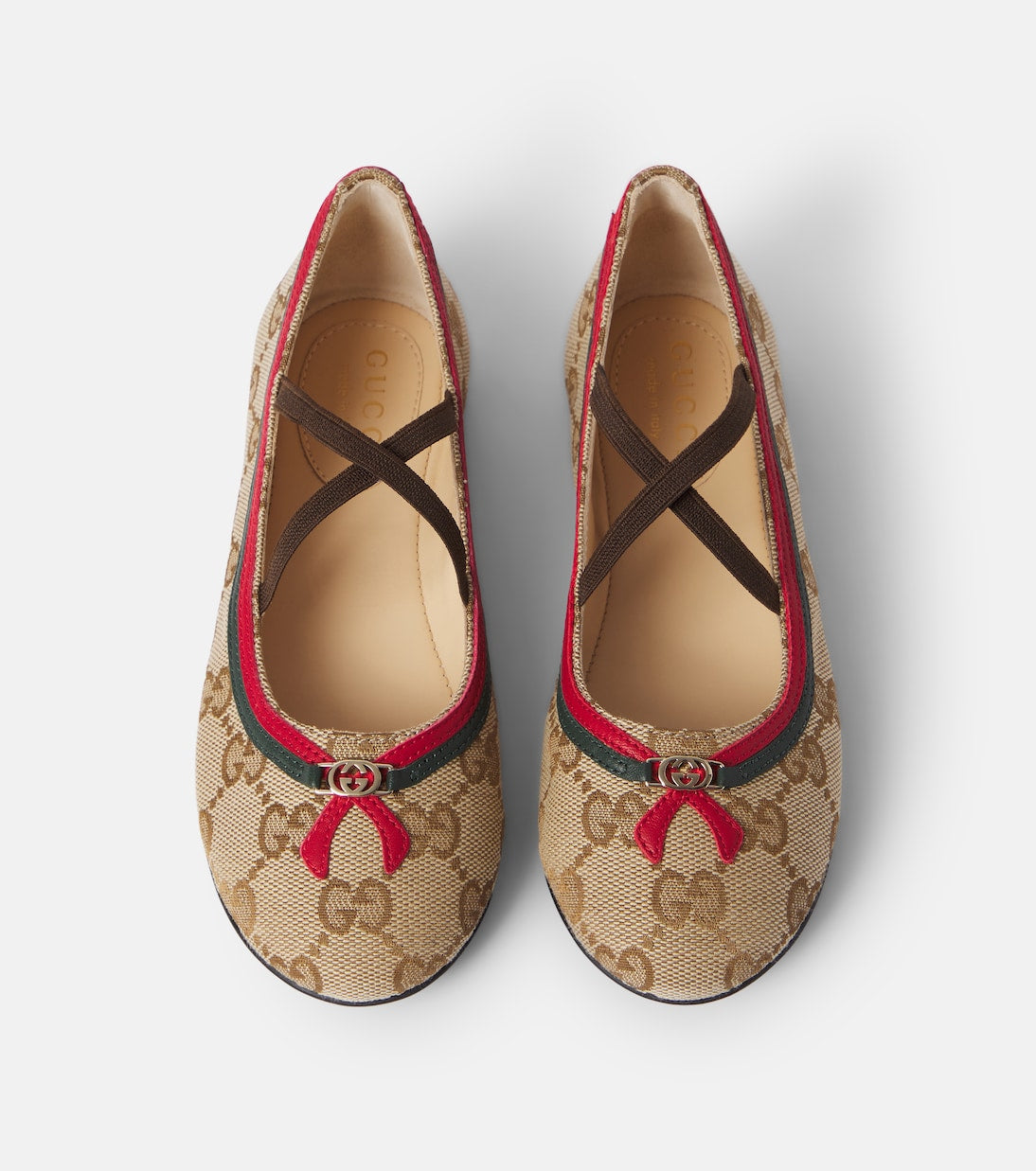Gucci Kids - Web Stripe GG canvas ballet flats