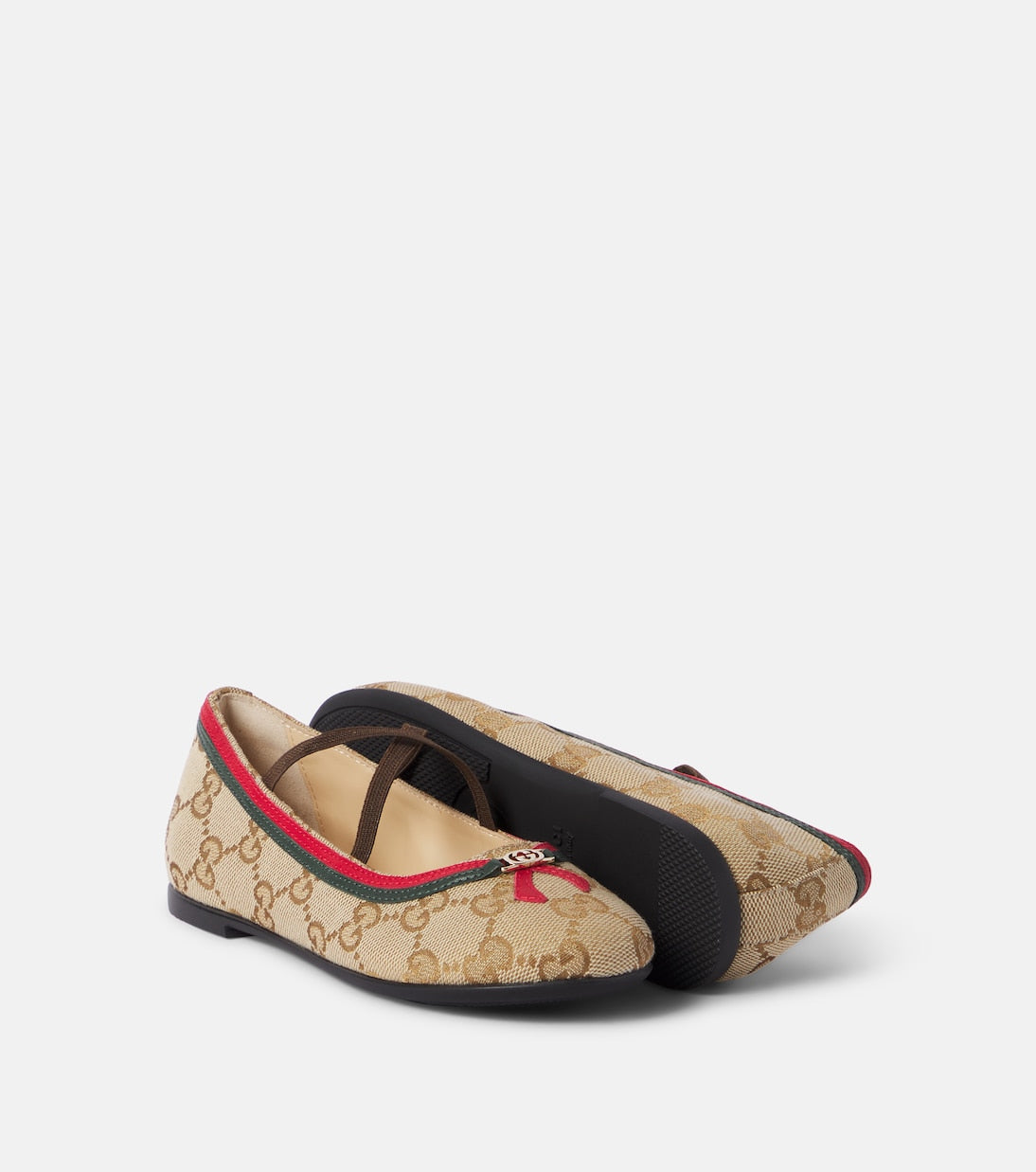Gucci Kids - Web Stripe GG canvas ballet flats
