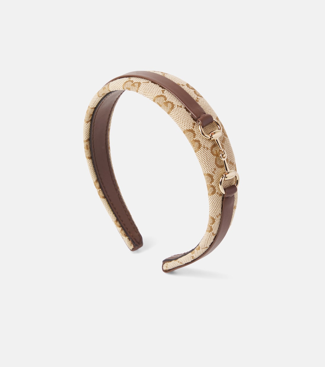 Gucci Kids - Horsebit leather-trimmed GG canvas headband