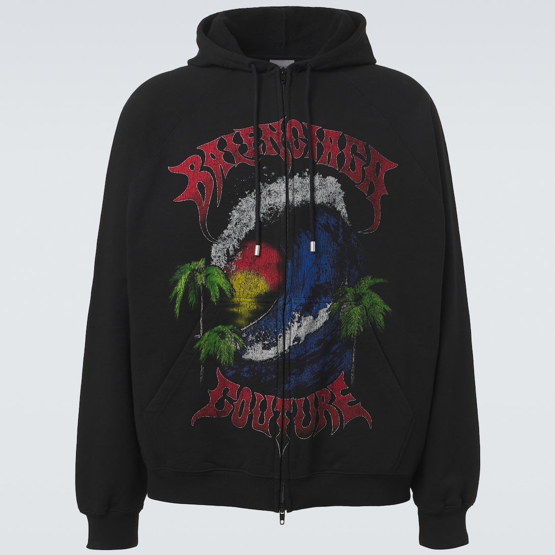Balenciaga - Logo cotton jersey zip-up hoodie