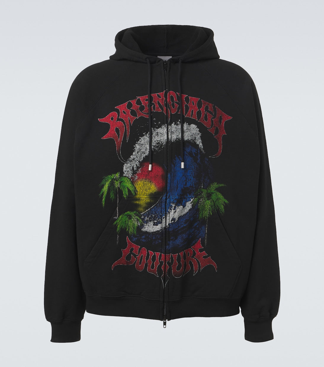 Balenciaga - Logo cotton jersey zip-up hoodie
