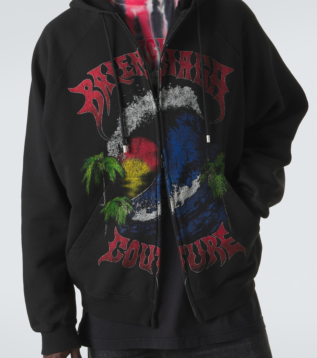 Balenciaga - Logo cotton jersey zip-up hoodie