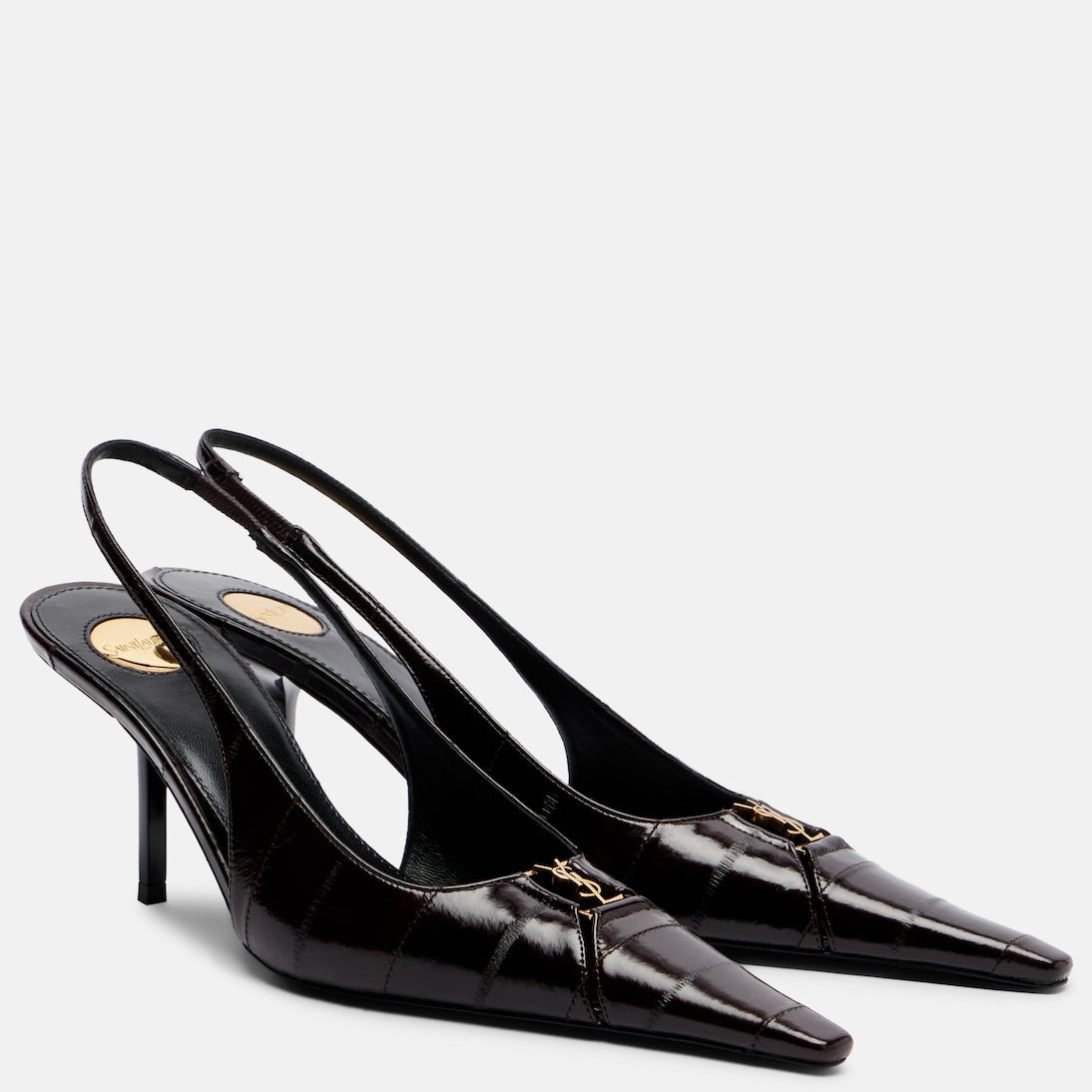 Saint Laurent - Babylone eel leather slingback pumps