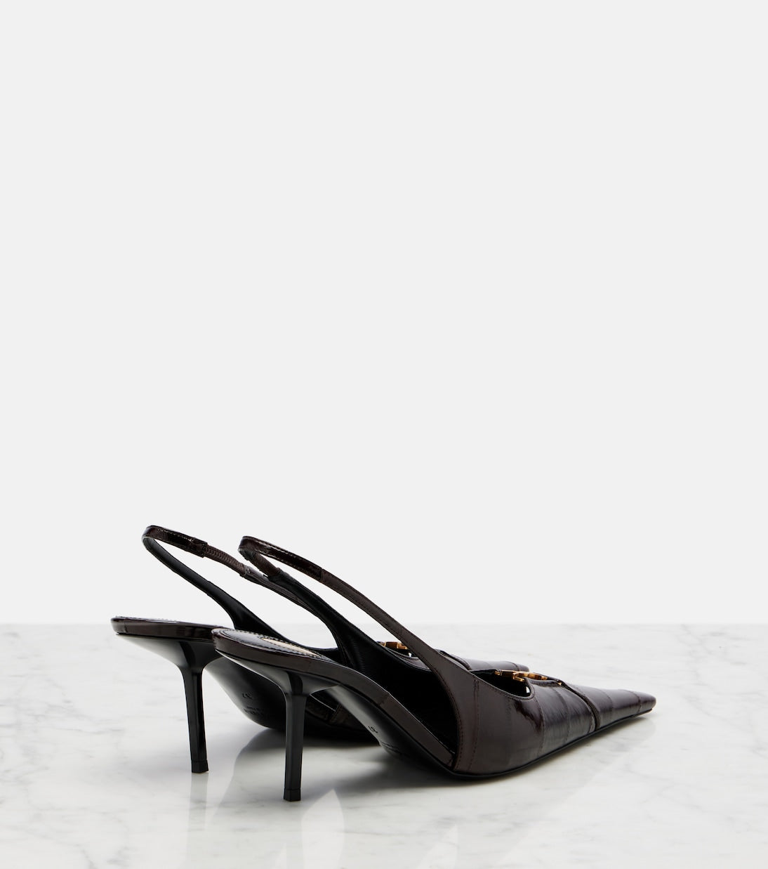 Saint Laurent - Babylone eel leather slingback pumps