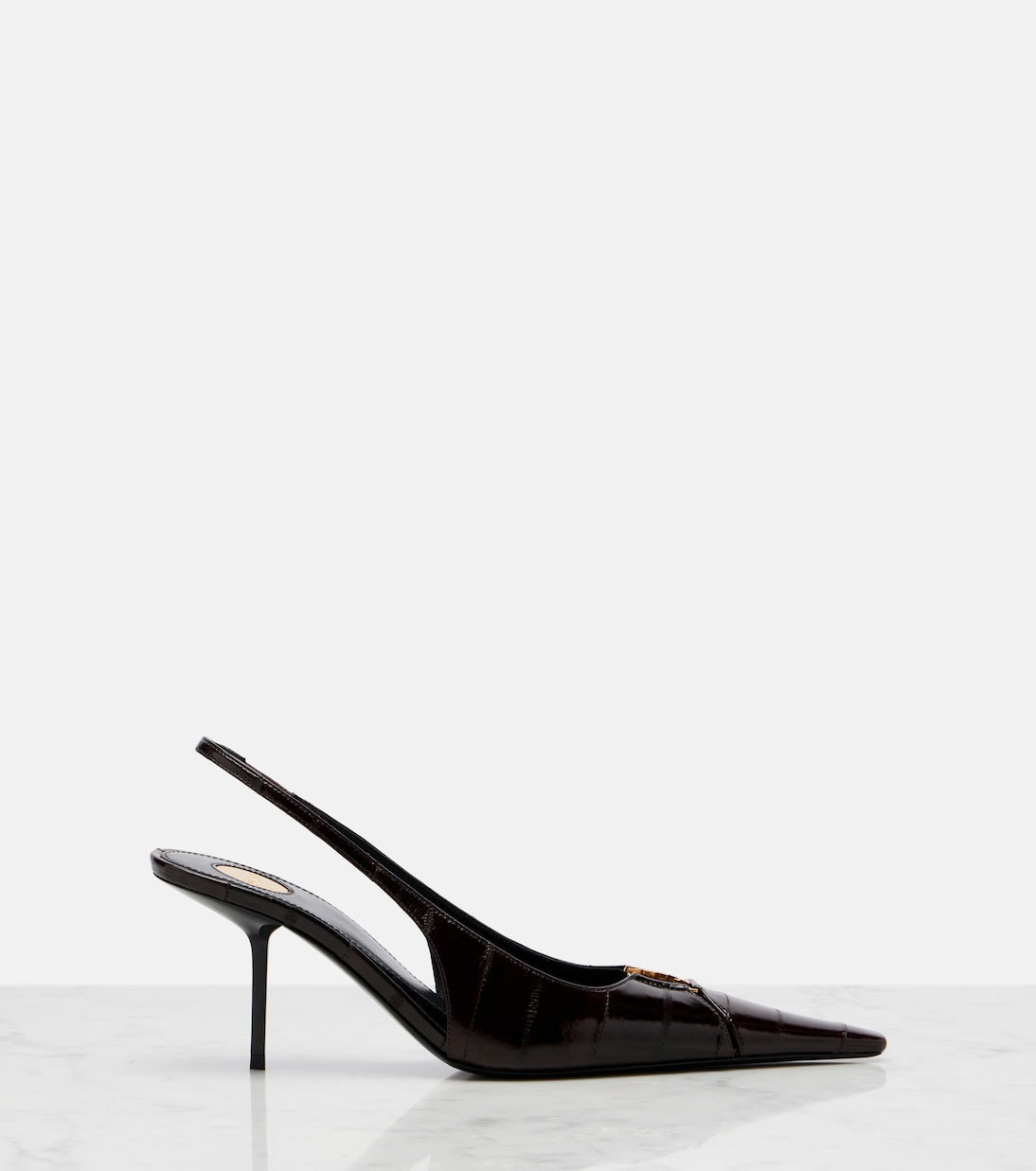 Saint Laurent - Babylone eel leather slingback pumps
