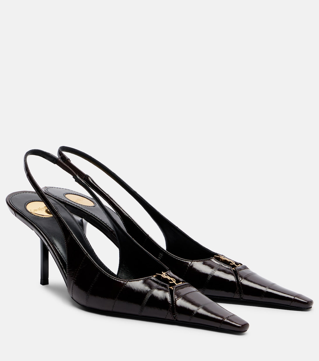 Saint Laurent - Babylone eel leather slingback pumps