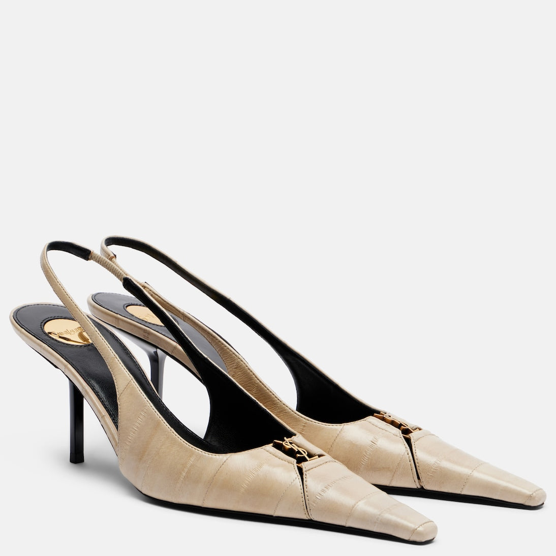 Saint Laurent - Babylone eel leather slingback pumps