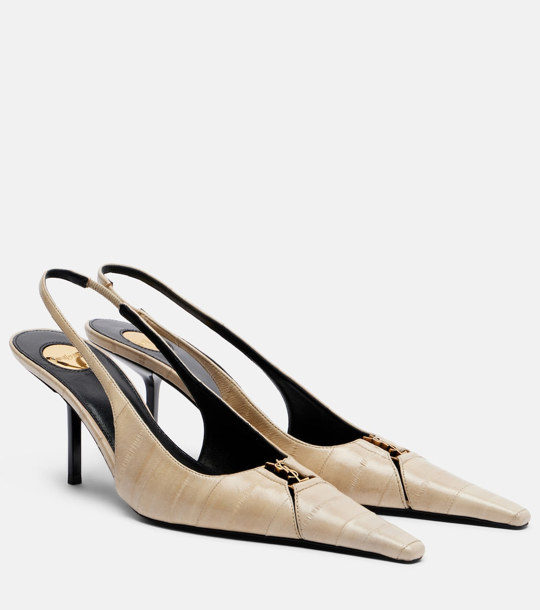 Saint Laurent - Babylone eel leather slingback pumps