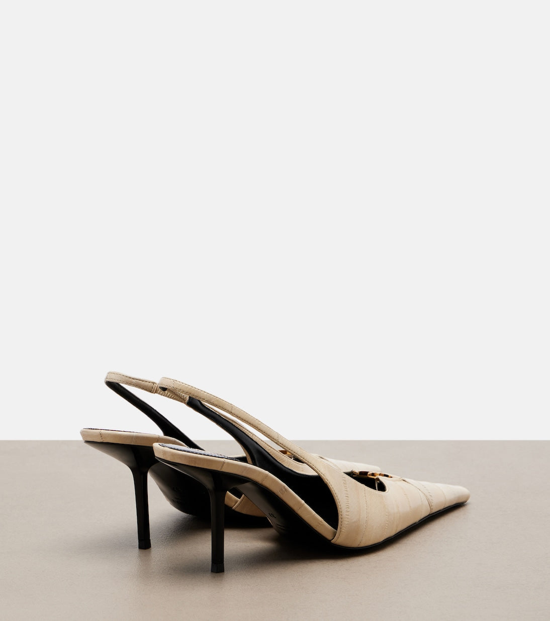 Saint Laurent - Babylone eel leather slingback pumps